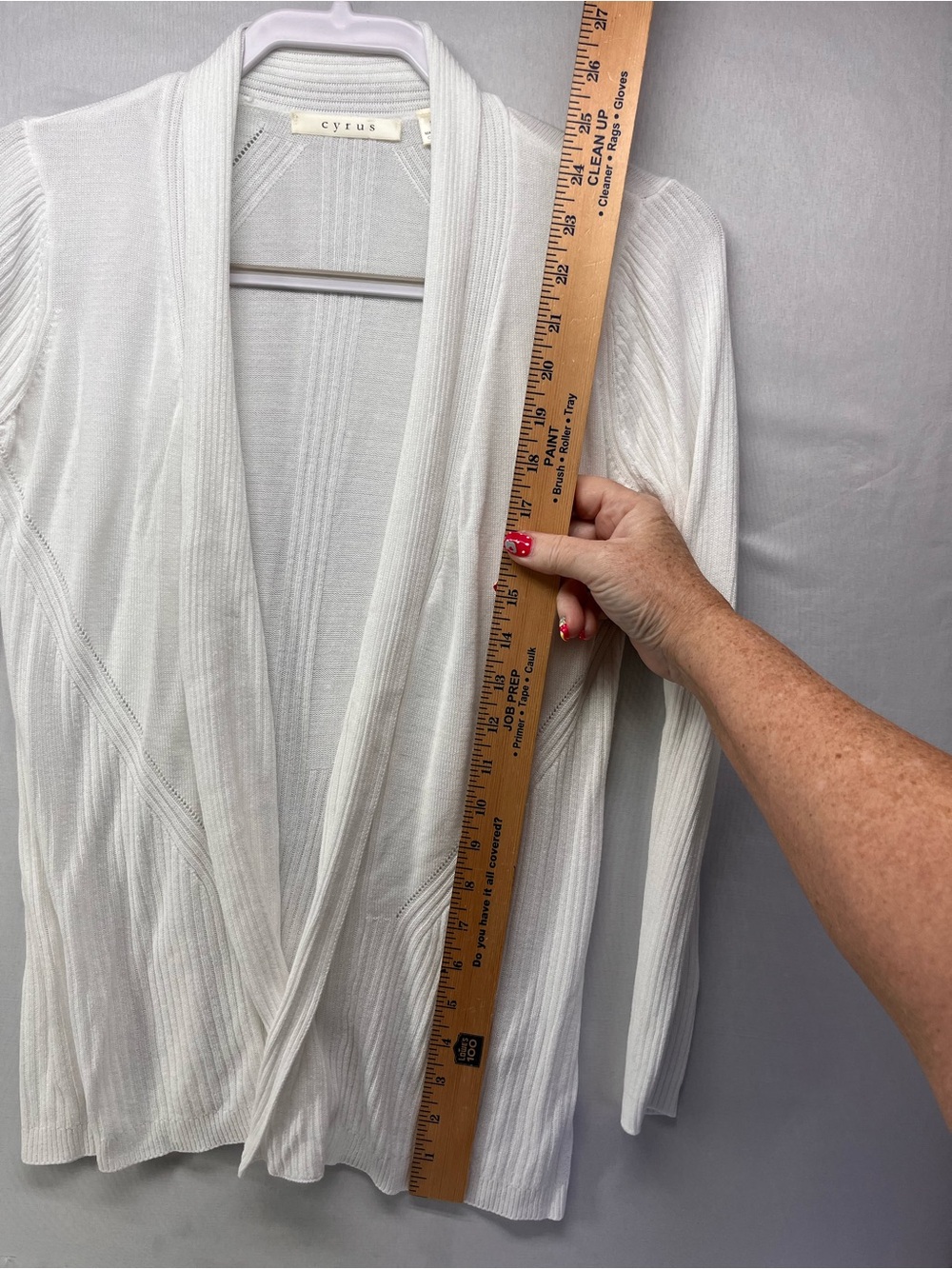 Cyrus White Open-Front Ribbed Cardigan - Picture 4 of 6